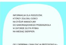 Informacja dla rodziców, którzy zgłosili dzieci na dyżur wakacyjny.